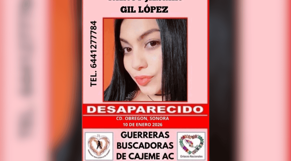 Tras el descubrimiento del cuerpo, la Fiscalía de Sonora confirmó que la víctima correspondía a Nancy Jazmín Gil López y precisó que existía un reporte de privación ilegal de la libertad desde el 10 de enero de 2026. ESPECIAL
