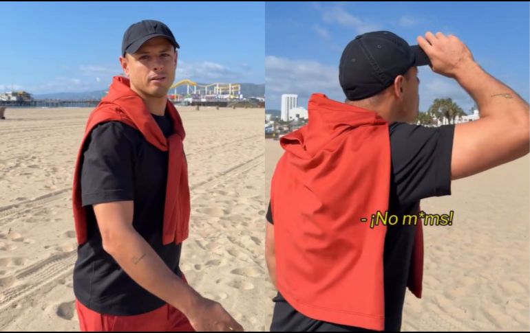 Javier Hernández se mofó del balón que mandó por encima de la cabaña de Andrés Gudiño. ESPECIAL.