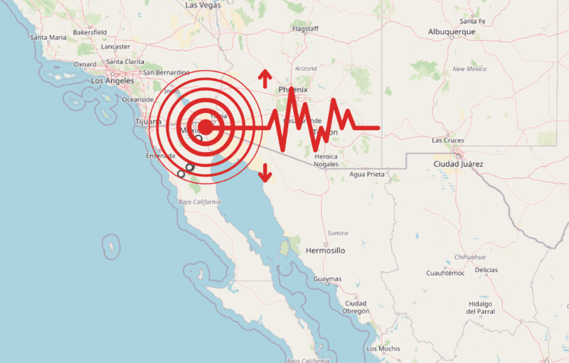 &nbsp;Sismo en Baja California. ESPECIAL / SSN