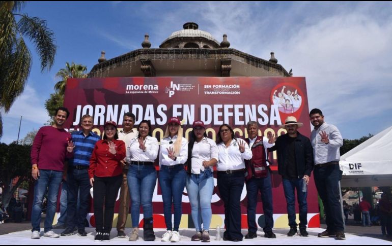 Integrantes del Comité Estatal de Morena Jalisco realizaron una asamblea informativa en el centro histórico para expresar su respaldo a la Presidenta Claudia Sheinbaum. MORENA JALISCO