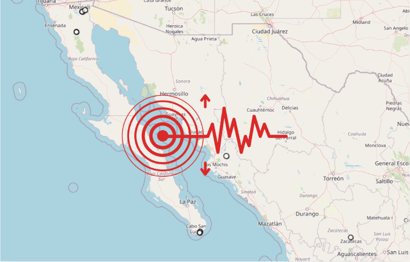 &nbsp;Sismo en Baja California Sur. ESPECIAL / SSN
