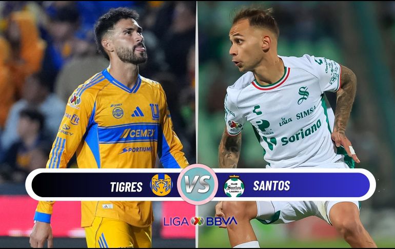 Tigres recibe a Santos Laguna en el arranque de la J5 del Clausura 2026. ESPECIAL / IMAGO7 y CANVA