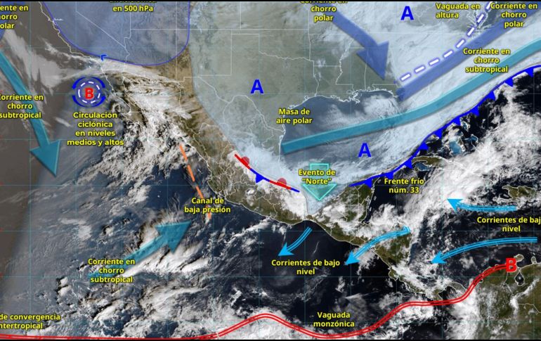 El frente frío provoca un “norte” con rachas de viento de 45 a 55 km/h en la zona costera y de 25 a 35 km/h en el resto de la región.
