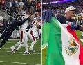 En un Super Bowl "latino" , DeMarcus Lawrence posó con una bandera de México. EFE / EPA / JHON G.  MABANGLO / ESPECIAL / INSTAGRAM @NFLMX