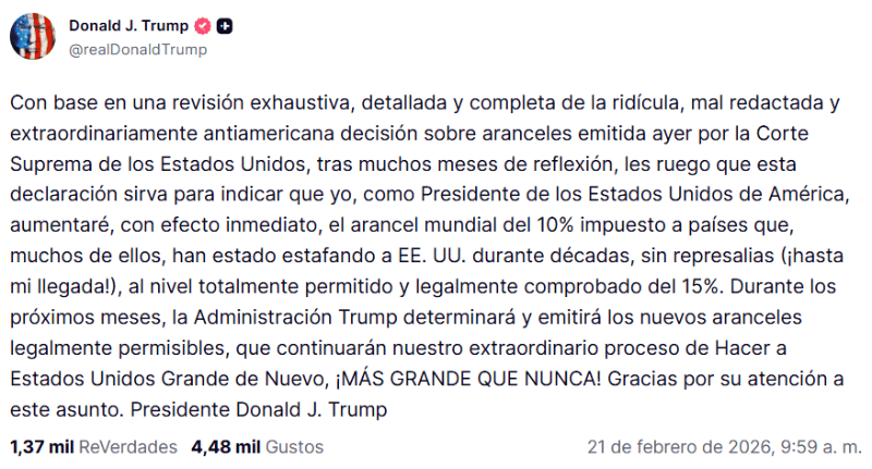 Truth Social / @realDonaldTrump&nbsp;