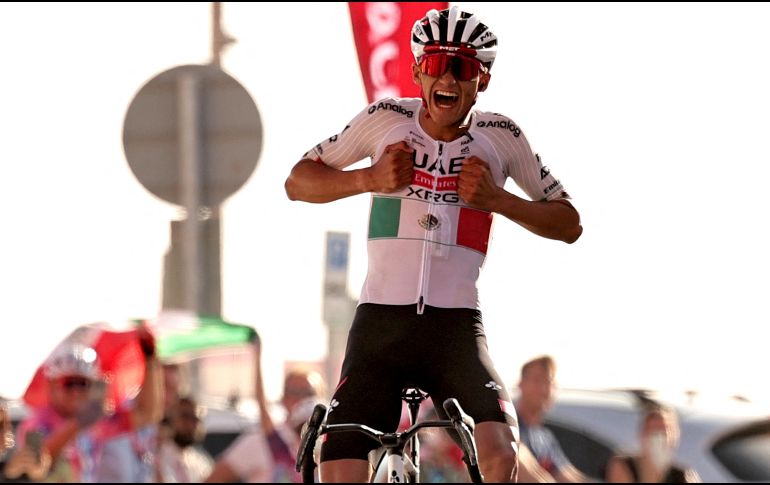 El ciclista mexicano Isaac Del Toro está a un paso de consagrarse campeón del UAE Tour 2026. AFP/ F. SENNA.