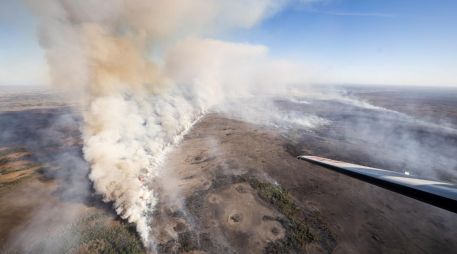 A causa del humo, hay una alerta por baja visibilidad en la carretera conocida como 'Alligator Alley'. EFE/Reserva Nacional Big Cypress