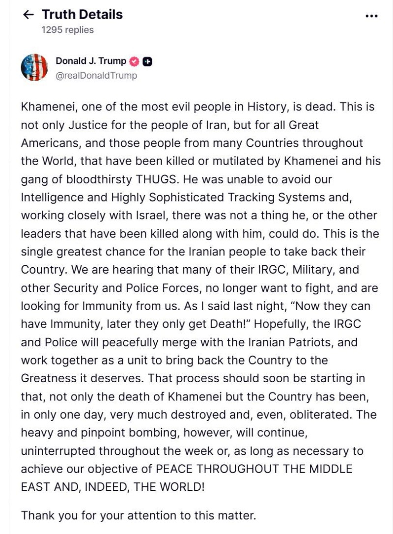 EFE/Truhsocial Donald Trump 