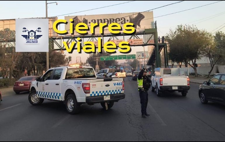 Estos son los puntos de Guadalajara que presentan cierres viales o retrasos en el transporte público este martes 3 de marzo. ESPECIAL / FACEBOOK Policía Vial Jalisco