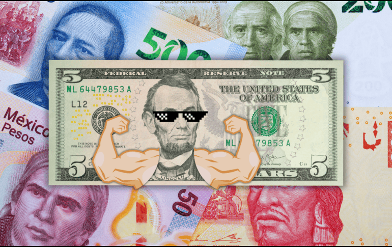 El peso cerró la semana cotizando 17.8 pesos por dólar, con el tipo de cambio tocando un mínimo de 17.22 y un máximo de 17.91 pesos por dólar, cifra no vista desde el pasado 13 de enero. ESPECIAL / CANVA