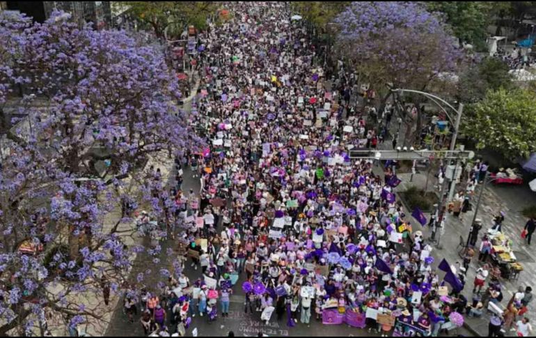Este domingo 8 de marzo de 2026, la Ciudad de México se pintó de morado. SUN / D. Prado