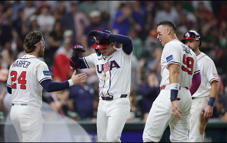 Estados Unidos que venció 5-3 a México y prácticamente aseguró su boleto a los Cuartos de Final del Clásico Mundial de Béisbol 2026. AFP/ A. SLITZ.