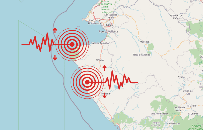 &nbsp;Dos sismos en Puerto Vallarta. ESPECIAL / SSN