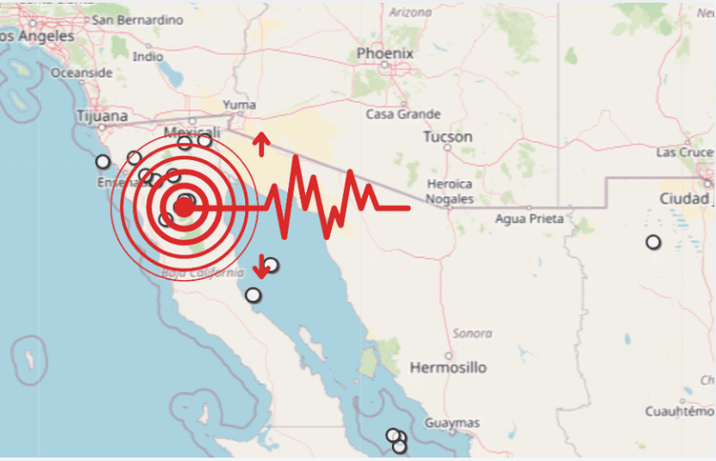 &nbsp;Sismo en Baja California. ESPECIAL / SSN