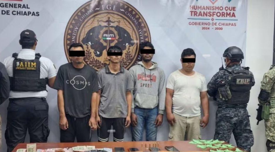 Los detenidos fueron identificados con los nombres de Luis, Jhafet, Mari y Alberto, ligados a la estructura de la organización criminal. “Manifestaron pertenecer al grupo delictivo denominado Cártel Chiapas y Guatemala”, dijo la Secretaría. ESPECIAL