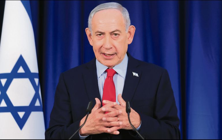 El primer ministro de Israel durante una rueda de prensa en Jerusalén sobre los recientes ataques y la escalada del conflicto. EFE