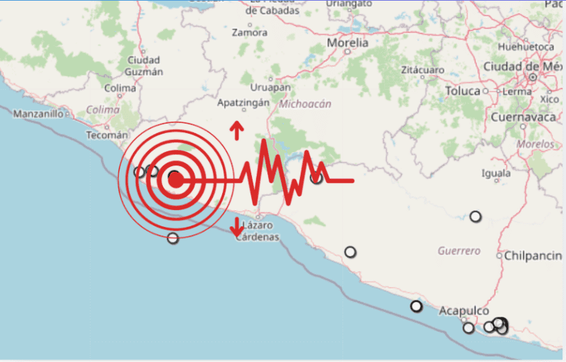 &nbsp;Sismo en Michoacán. ESPECIAL / SSN