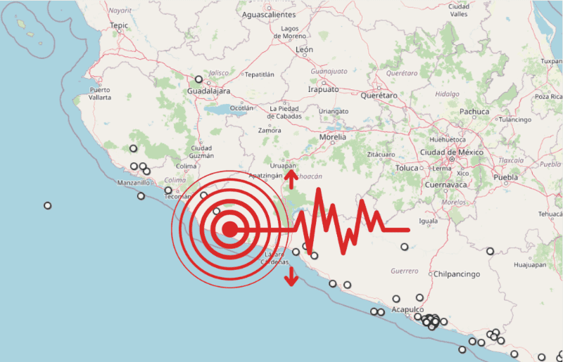 &nbsp;Sismo en Michoacán. ESPECIAL / SSN