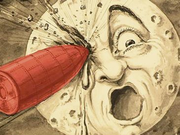 Detalle de la portada del libro “De la Tierra a la Luna” (1865), de Julio Verne. ESPECIAL