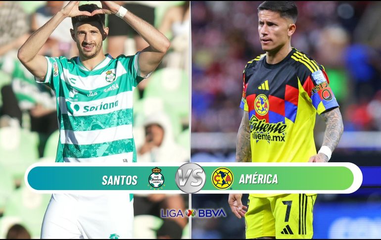 El duelo entre Santos y América se jugará este sábado dentro de la Jornada 13 del Clausura 2026. ESPECIAL / IMAGO7 y CANVA