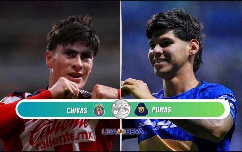 Chivas defiende el liderato ante unos Pumas que buscan consolidarse en la parte alta. ESPECIAL / IMAGO7 y CANVA