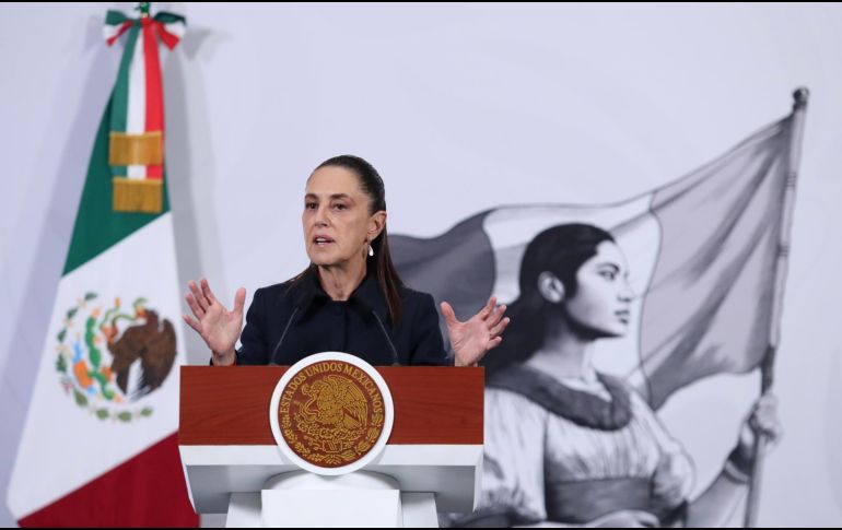 La Presidenta Claudia Sheinbaum aseguró que las autoridades siguen trabajando para contener el derrame de crudo en el Golfo de México. EFE/M. Guzmán