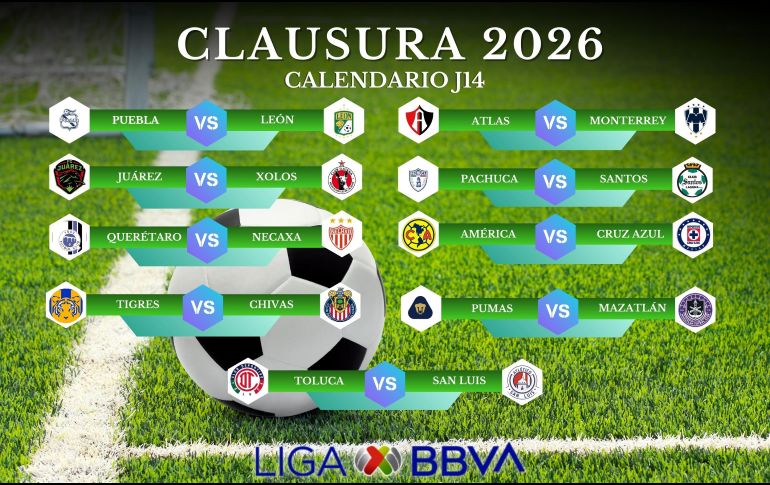 La J14 del Clausura 2026 contará con transmisión a través de distintas señales de televisión abierta, de paga y plataformas digitales. ESPECIAL / CANVA