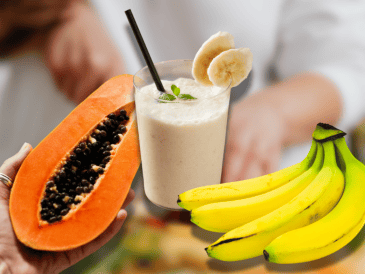 Los beneficios del licuado de plátano con papaya  radican en su alta concentración de vitaminas, minerales y fibra. ESPECIAL/Canva