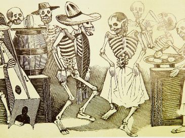 Foto de la caricatura “Calaveras zalameras de las coquetas meseras” del artista mexicano José Guadalupe Posada. EFE