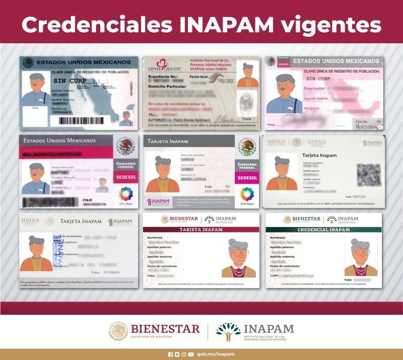 Aunque el diseño ha cambiado a lo largo de los años, tu credencial INAPAM sigue vigente y es válida para hacer uso de sus beneficios. ESPECIAL&nbsp;