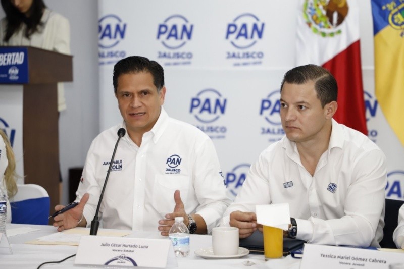  Juan Pablo Colín Aguilar, presidente del PAN Jalisco, durante la rueda de prensa por la presentación de la red estatal de vocerías. ESPECIAL&nbsp;