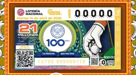 El billete del Sorteo Mayor 4009 conmemoró conmemoró 100 años de la Federación Mexicana de Golf. X/lotena
