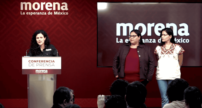 &nbsp;Conferencia de prensa donde Luisa María Alcalde anuncia la integración de Citlalli Hernández en Morena. X / @LuisaAlcalde