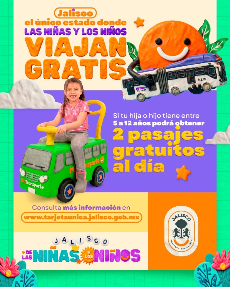 Se estima que este programa beneficiará a más de 75 mil menores en el estado de Jalisco con dos pasajes gratuitos diarios. ESPECIAL&nbsp;