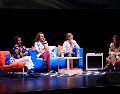 María Sarasvati Herrera, Dariela Ludlow y Celiana Cárdenas, moderadas por Alejandra Márquez— encabezaron el panel “¿Desde dónde mirar?” como parte de las actividades del Festival Internacional de Cine en Guadalajara. EL INFORMADOR / J. Aocsta