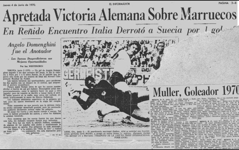 Durante el verano de 1970, el calor y la altura de México no fueron impedimento para el atacante del Bayern Múnich. Müller anotó 10 goles en apenas seis partidos. ESPECIAL / EL INFORMADOR
