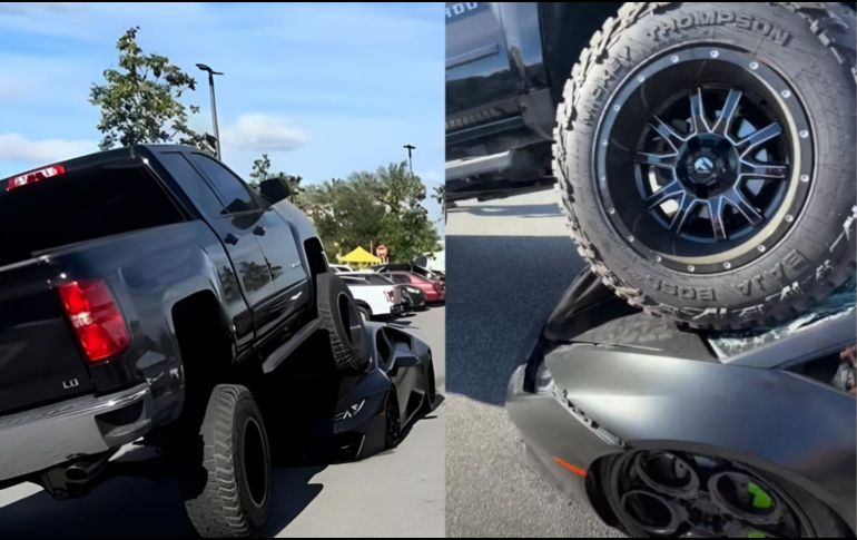 Una conductora pasó por encima de un Lamborghini valuado en casi 9 millones de pesos. INSTAGRAM/@1realramon/ESPECIAL