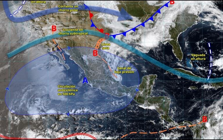 En el pronóstico extendido de 72 a 96 horas, se anticipa un incremento adicional en las temperaturas y una disminución general en las lluvias. ESPECIAL/ SMN.