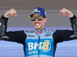 El piloto español de MotoGP Álex Márquez celebra su victoria tras la carrera de motoGP del Gran Premio de España de Motociclismo de 2026. EFE/J. Manuel Vidal