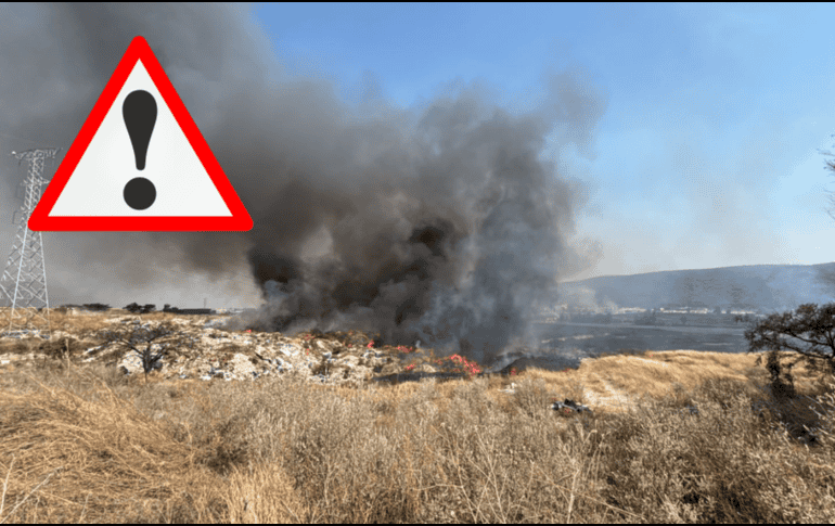 Desde la tarde de ayer martes 28 de abril fue cuando comenzó el fuerte incendio en el vertedero en la zona de la Venta del Astillero a un costado de la carretera a Nogales y el Technology Park. ESPECIAL