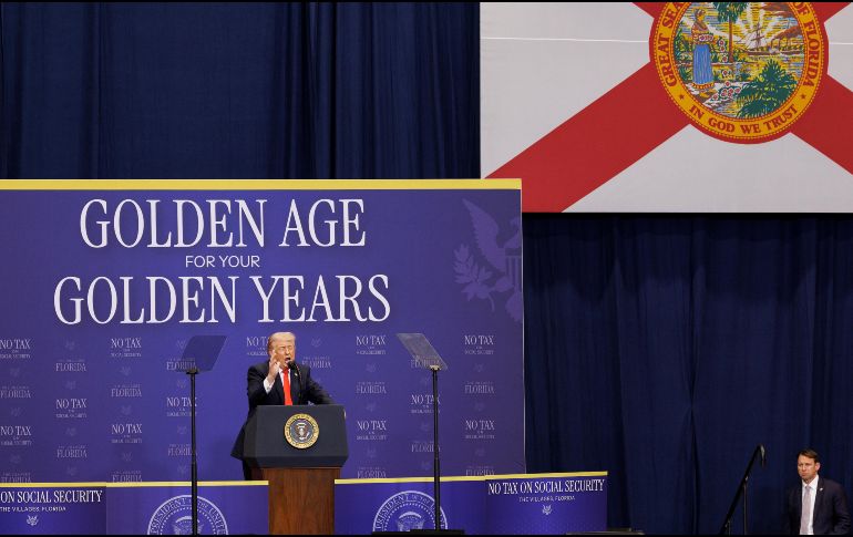 Donald Trump bromeó sobre Claudia Sheinbaum e imitó su voz durante un evento privado. EFE/C. Herrera-Ulashkevich