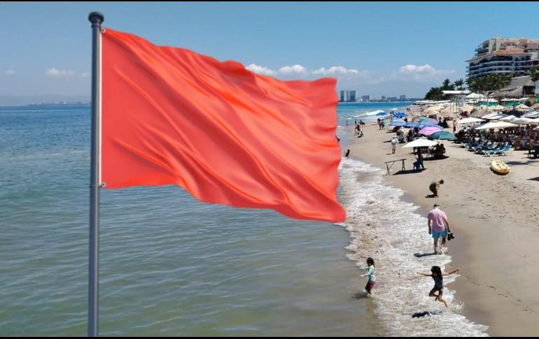 Esta es la única playa con bandera roja en Puerto Vallarta este sábado 2 de mayo. ESPECIAL / FACEBOOK Protección Civil y Bomberos Puerto Vallarta