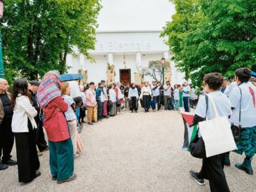 Manifestantes proPalestina en la Bienal de Venecia. AP