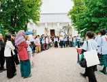 Manifestantes proPalestina en la Bienal de Venecia. AP