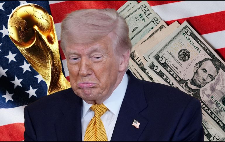 Donald Trump reaccionó con sorpresa cuando le dieron a conocer los precios de los boletos del partido de Estados Unidos contra Paraguay el 12 de junio en Los Ángeles, a partir de mil dólares. ESPECIAL / Y. Gripas y CANVA