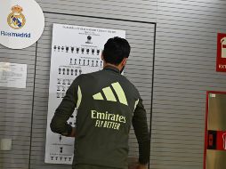 Álvaro Arbeloa tras la rueda de prensa del día de hoy antes de que el Real Madrid enfrente al Barcelona. EFE / Fernando Villar