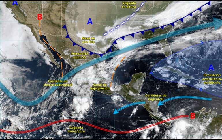 Mientras persisten las tormentas en el centro y sureste de México, la onda de calor mantendrá temperaturas superiores a los 45 grados en diversos Estados. ESPECIAL/ SMN.