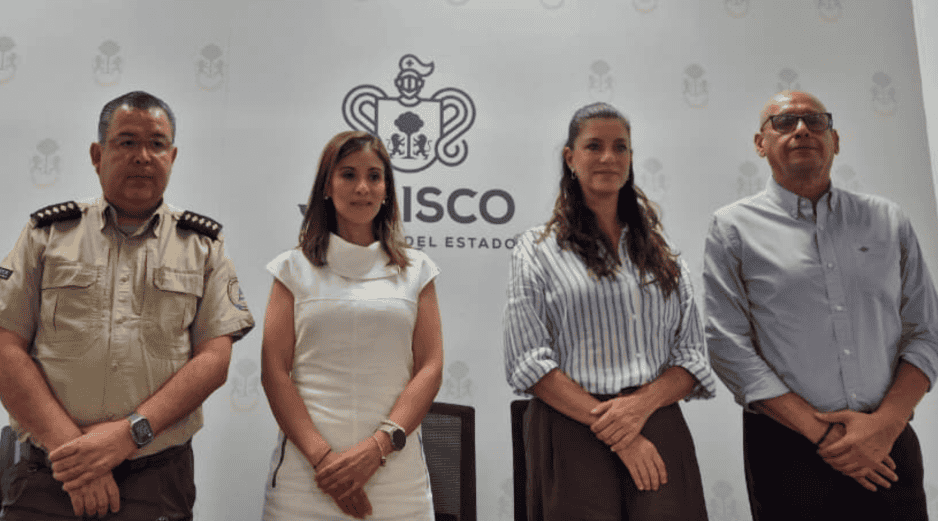 Sergio Ramírez, Karina Hermosillo, Paola Bauche y Marciano Valtierra señalaron que el 63% de los incendios registrados  en Jalisco ha sido atendido en coordinación con una o más brigadas. EL INFORMADOR/R. Bobadilla