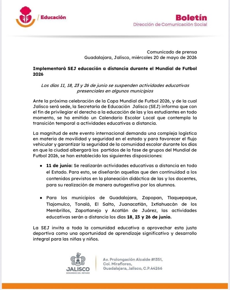 La SEJ determinó modificar el esquema de asistencia a las aulas para proteger a la comunidad escolar y garantizar el orden público. ESPECIAL