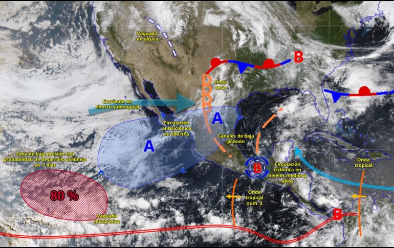 Aunque aumentarán las precipitaciones, la onda de calor persistirá con temperaturas que podrían superar los 45 grados en varias entidades. ESPECIAL/ SMN.